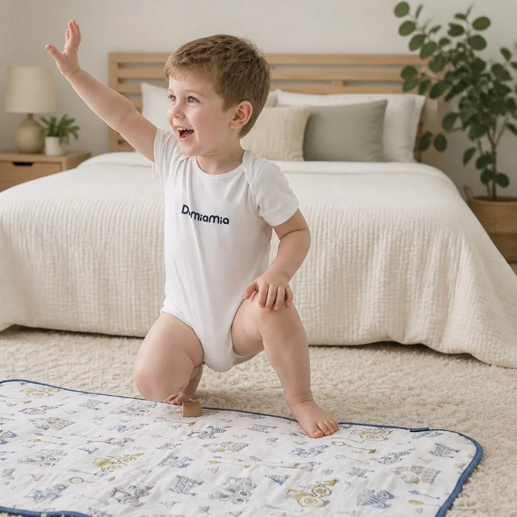 Double-Sided Nappy Changing Mat Waterproof Bamboo Cotton 60x90cm