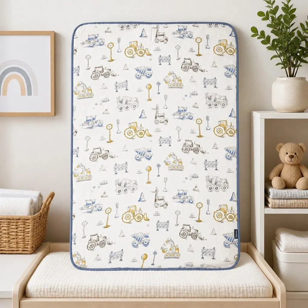 Double-Sided Nappy Changing Mat Waterproof Bamboo Cotton 60x90cm