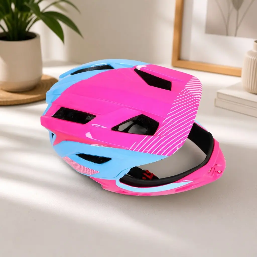 Kids Helmet M Size Dual Tone Pink Blue Lightweight Head Protection