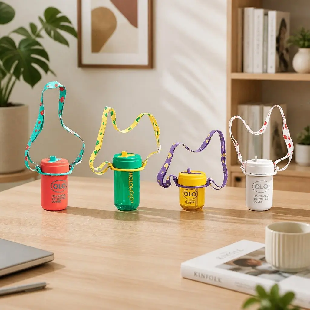 Purple Coffee Cup Holder with Strap