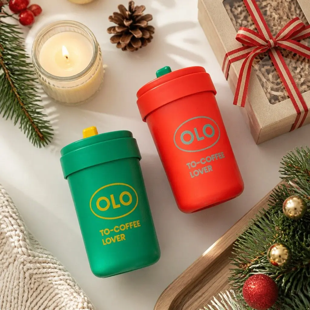 Thermo Coffee Cup Red 380ml Portable Double-Layer Insulated Stainless Steel Travel