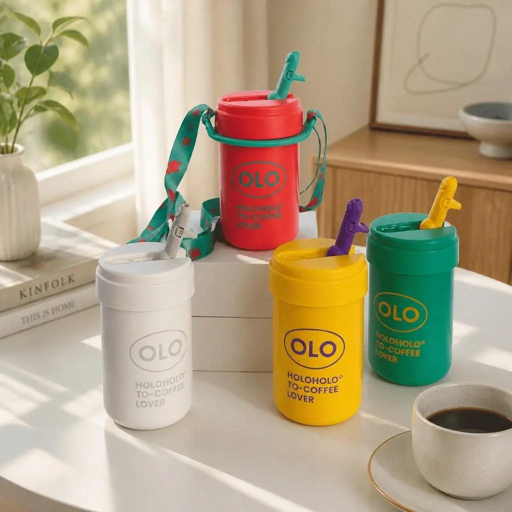 Thermo Coffee Cup Red 380ml Portable Double-Layer Insulated Stainless Steel Travel