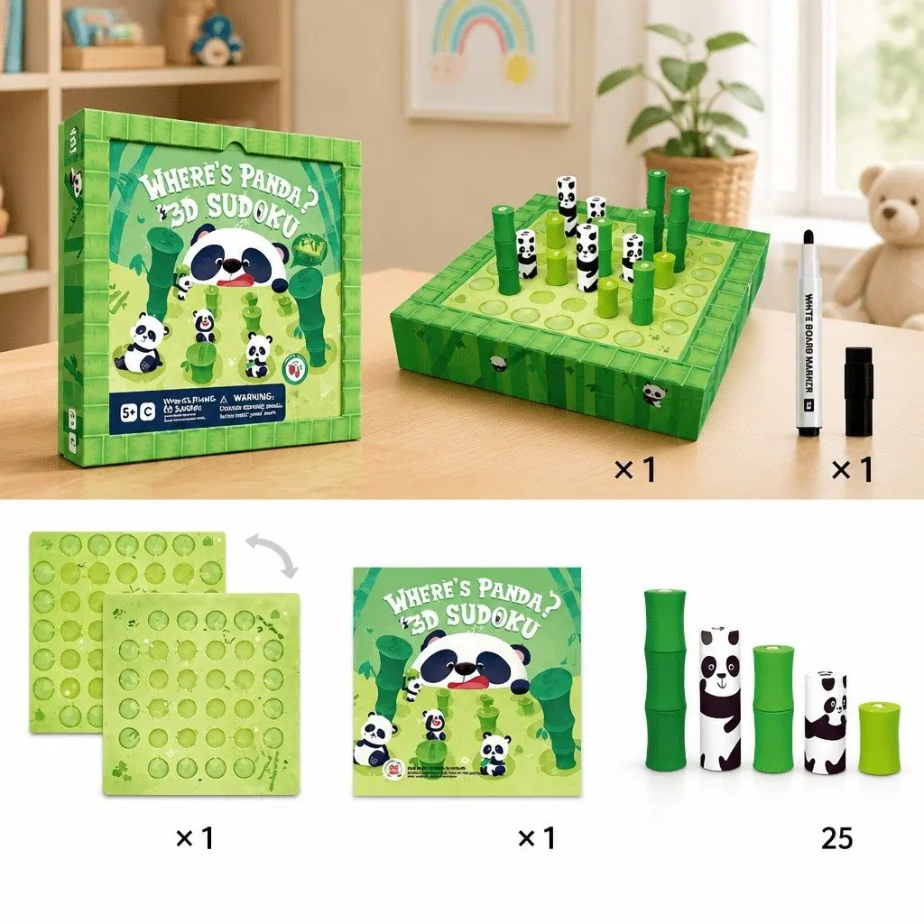 3D Sudoku Puzzle Board Game Magnetic Pieces Kids Brain Teaser Logic Game