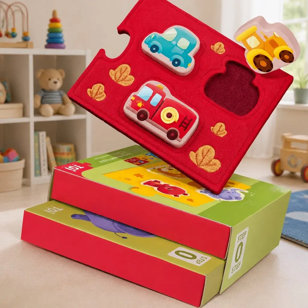 Wooden Puzzle Felt Board 3 Piece Educational Toy for Toddlers Ages 1+ Creative Learning