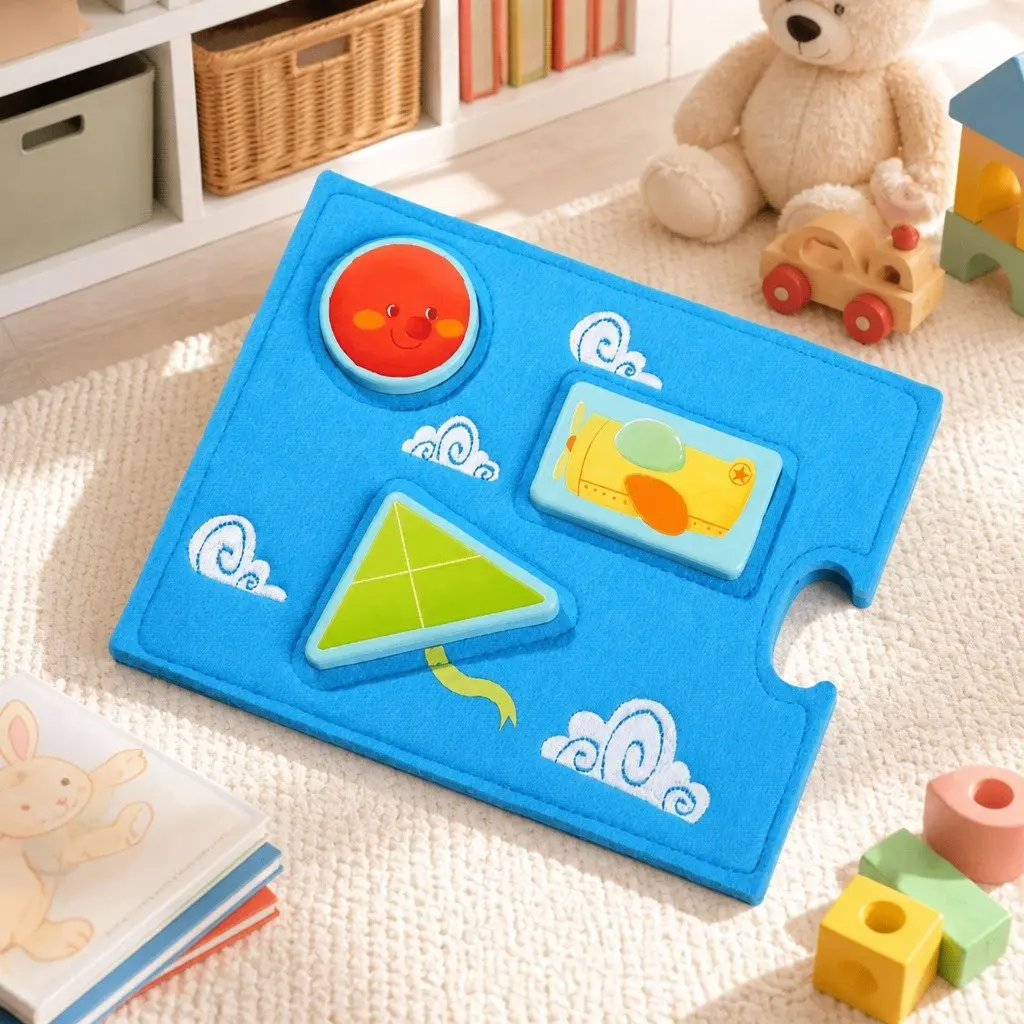 Wooden Puzzle Felt Board 3 Piece Educational Toy for Toddlers Ages 1+ Creative Learning