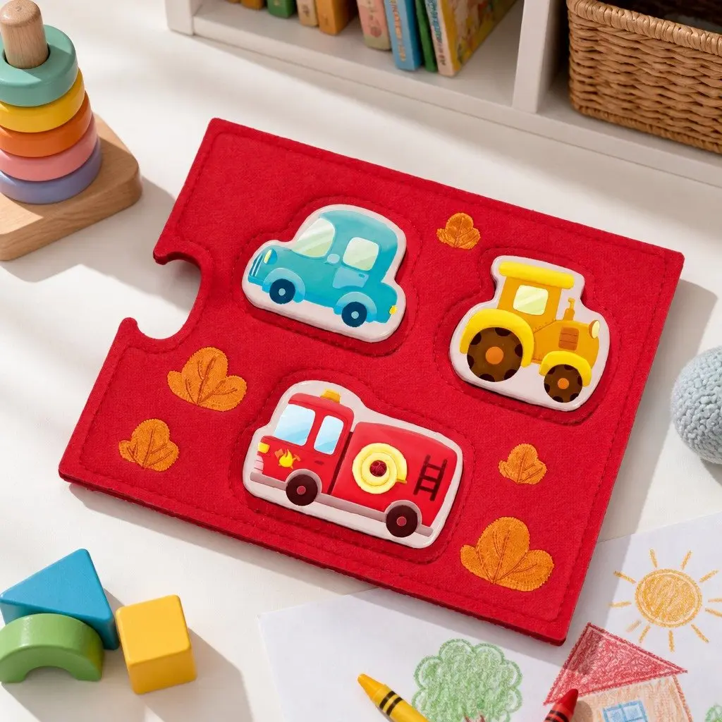 Wooden Puzzle Felt Board 3 Piece Educational Toy for Toddlers Ages 1+ Creative Learning