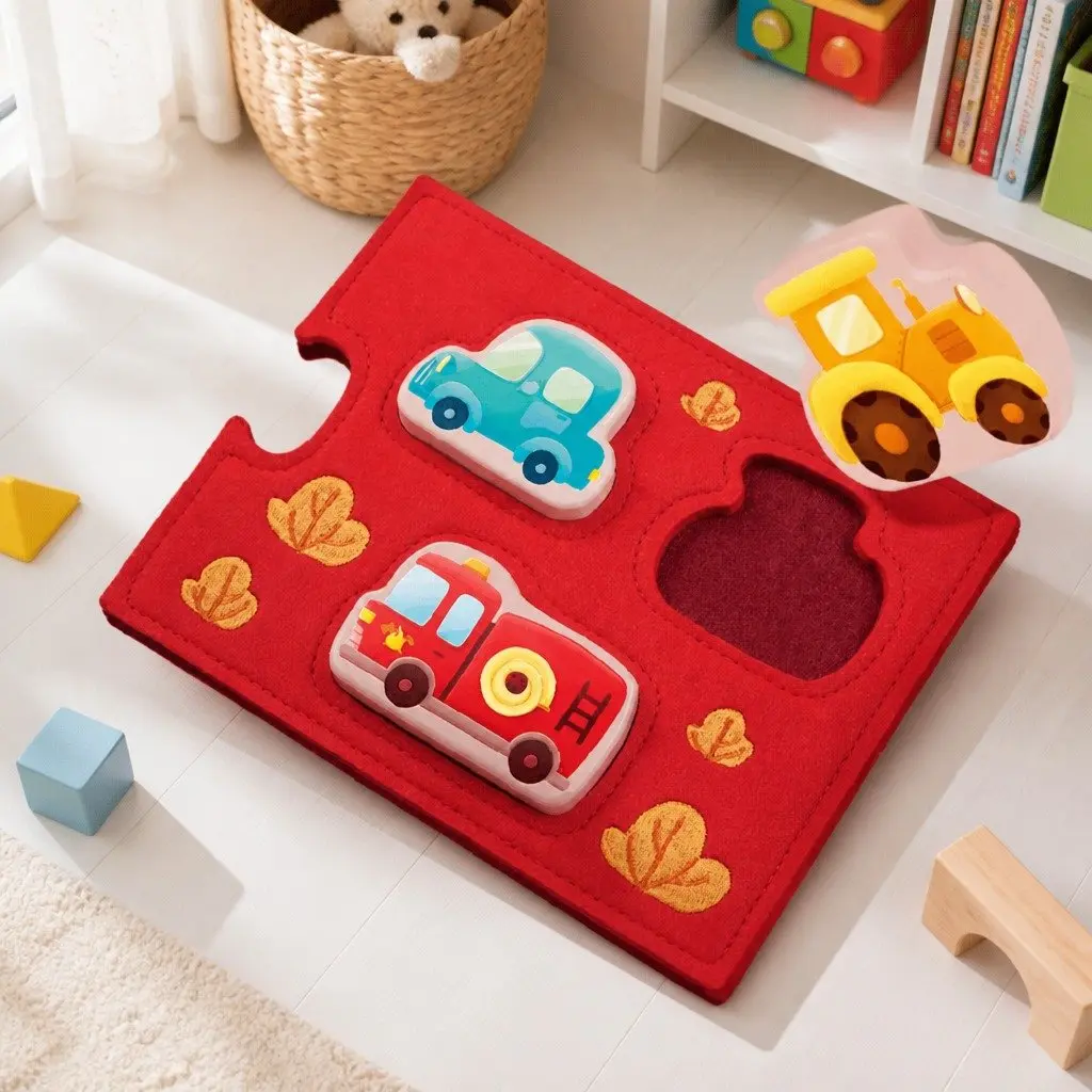 Wooden Puzzle Felt Board 3 Piece Educational Toy for Toddlers Ages 1+ Creative Learning