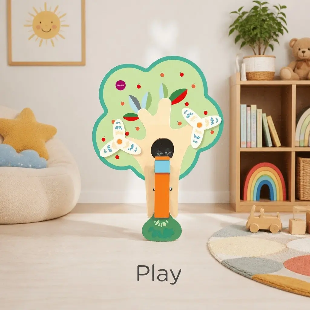 Wooden Wall Toy Colourful Busy Woodpecker Knocker Interactive Activity Toy