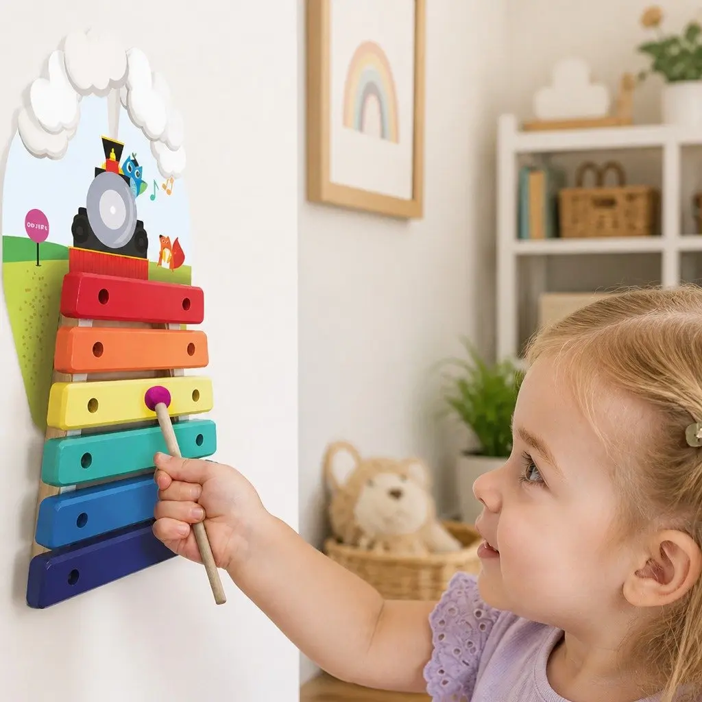 Wall-Mounted Musical Toy Rail Track Xylophone for Toddlers Age 2+ Educational