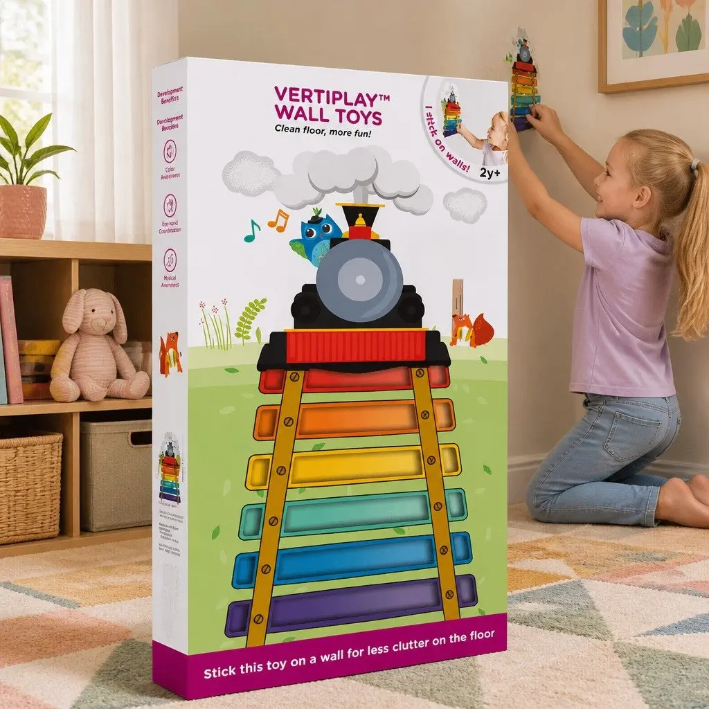 Wall-Mounted Musical Toy Rail Track Xylophone for Toddlers Age 2+ Educational