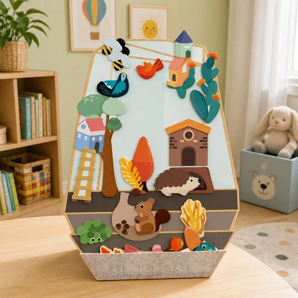Magnetic Building Set Garden Theme Wall Mounted Educational Play for Kids 27 Pieces
