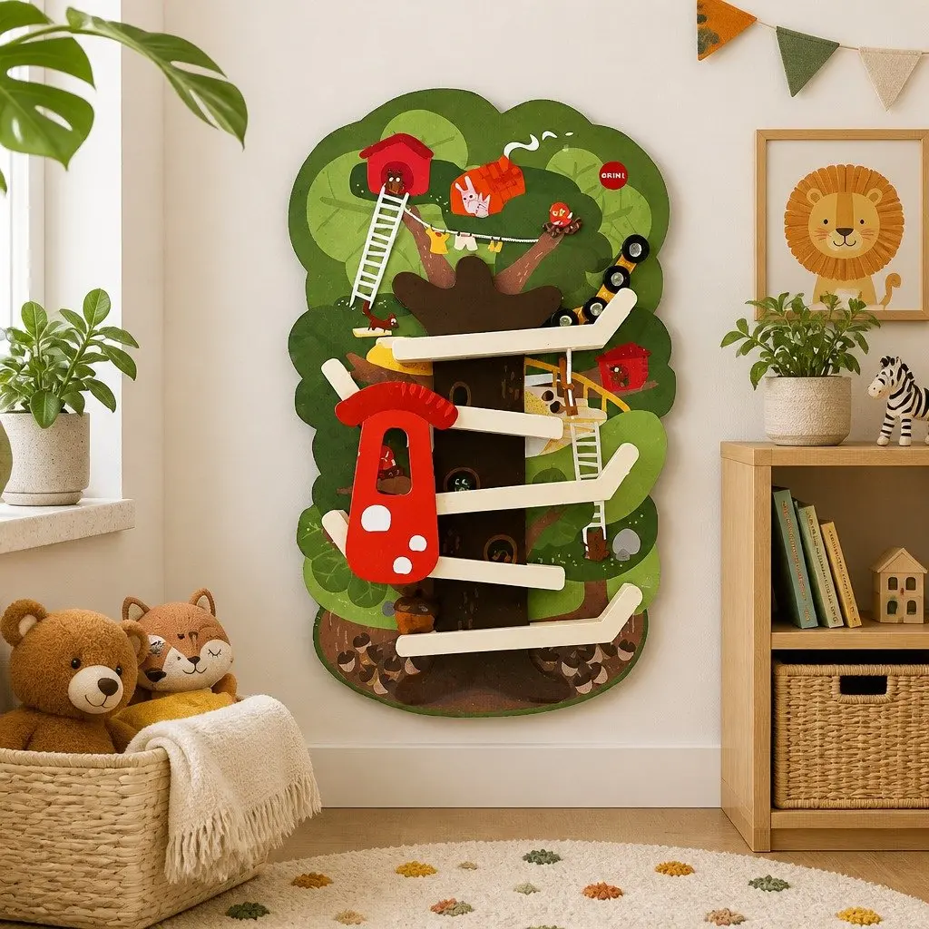 Wooden Ramp Toy Wall-Mounted Tree Top Adventure Kids Caterpillar Activity