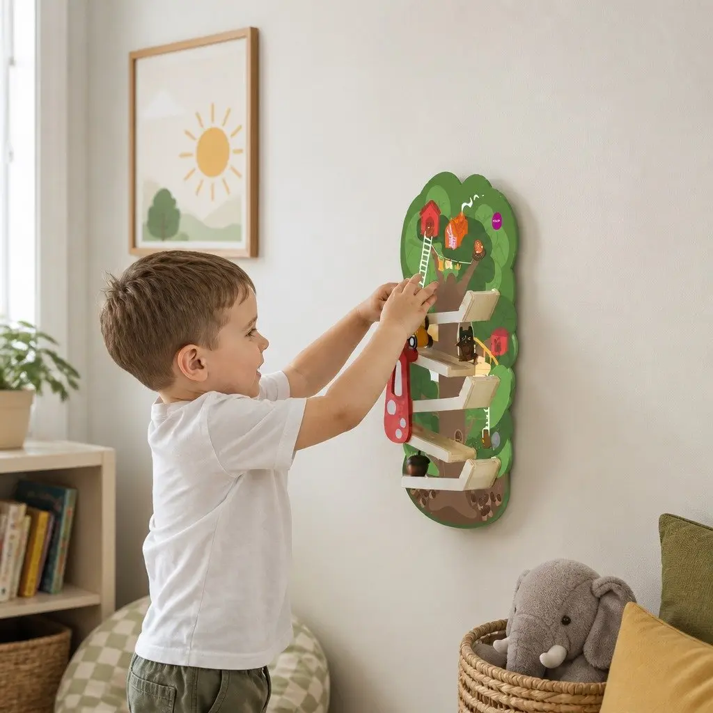 Wooden Ramp Toy Wall-Mounted Tree Top Adventure Kids Caterpillar Activity