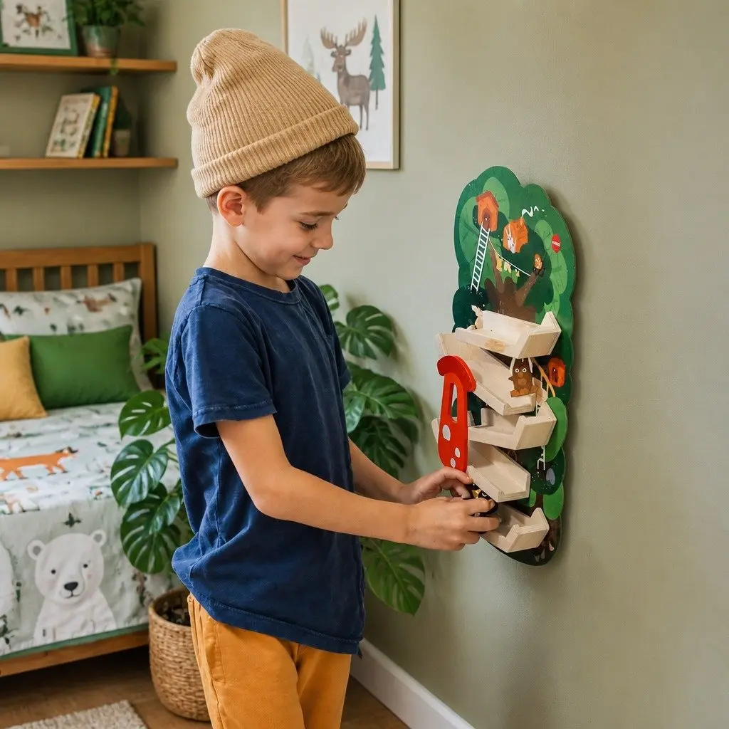 Wooden Ramp Toy Wall-Mounted Tree Top Adventure Kids Caterpillar Activity