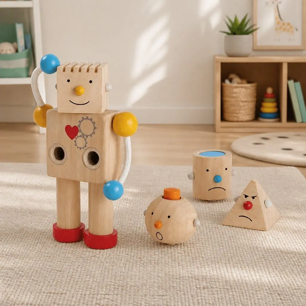 Robot Toy Multicolor 12cm x 20cm Four Interchangeable Heads for Emotional Development