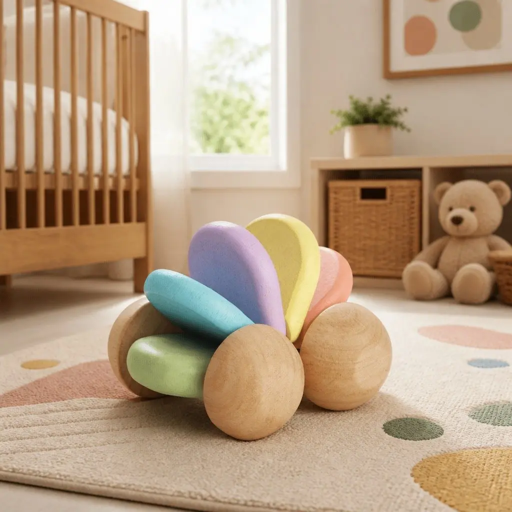 Baby Car Flexible Sensory Development 10cm Rubberwood for 6 Months Fine Motor Skills