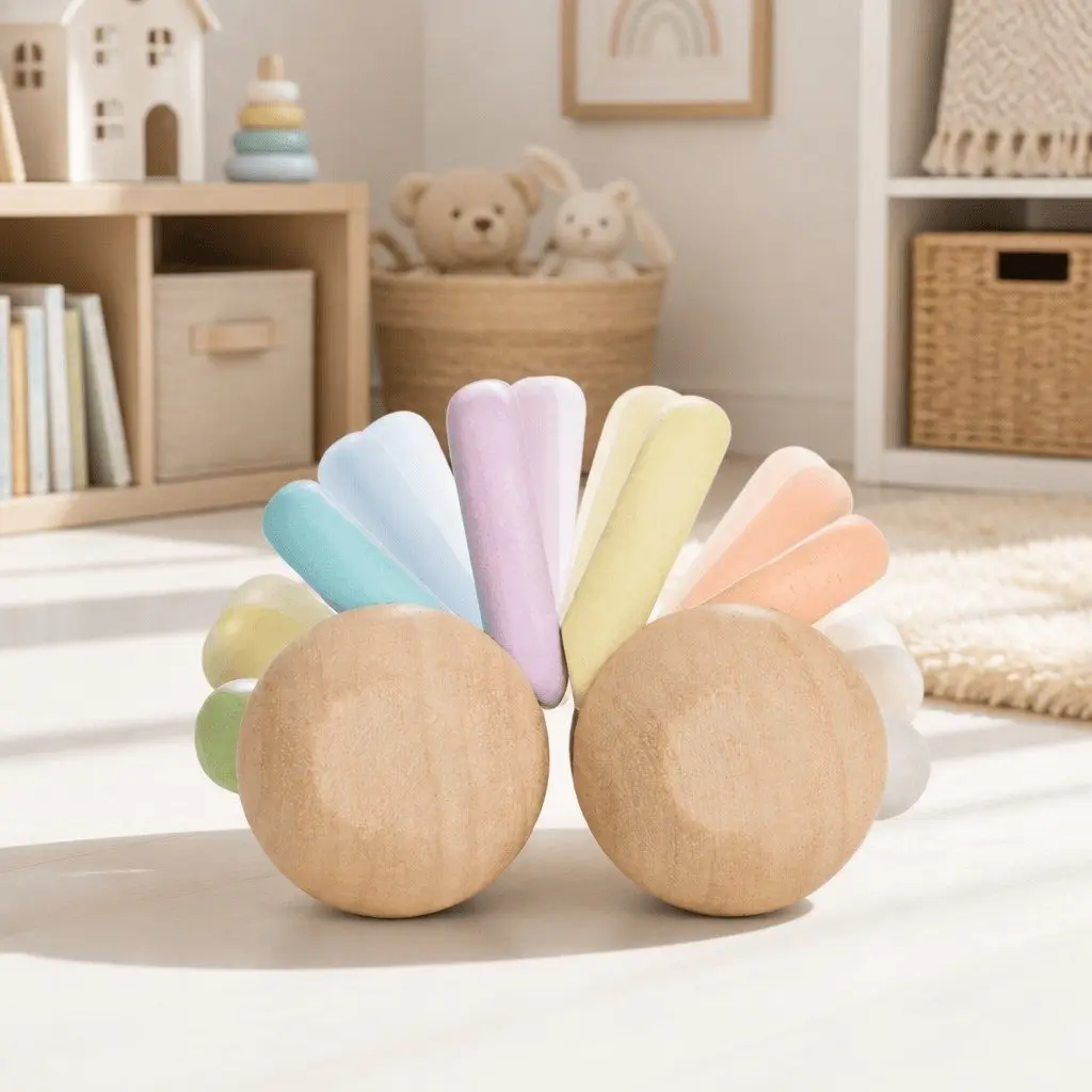 Baby Car Flexible Sensory Development 10cm Rubberwood for 6 Months Fine Motor Skills