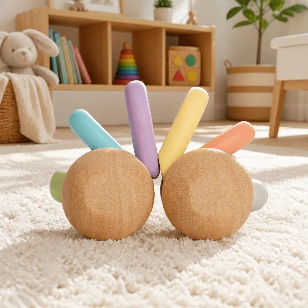 Baby Car Flexible Sensory Development 10cm Rubberwood for 6 Months Fine Motor Skills