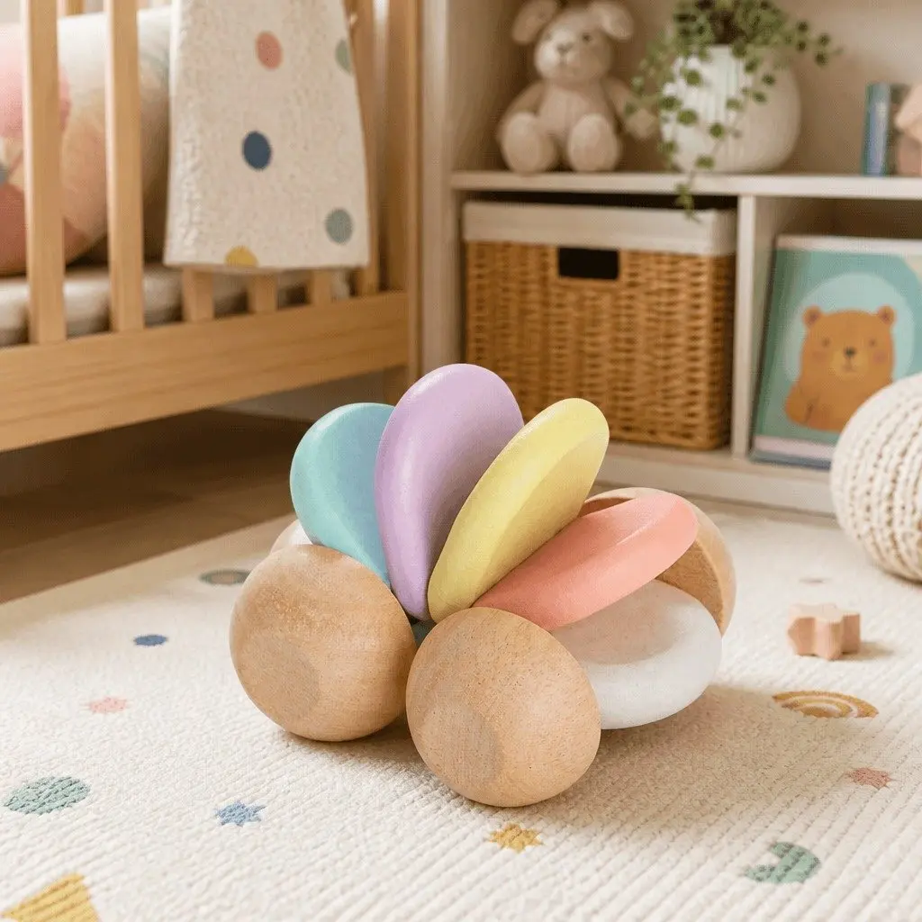 Baby Car Flexible Sensory Development 10cm Rubberwood for 6 Months Fine Motor Skills