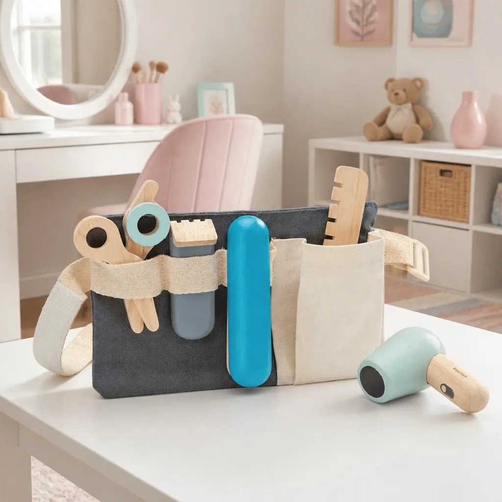 Kids Hairdresser Pretend Play Set Multicolor Includes Scissors Hair Dryer Comb Straightener Clipper