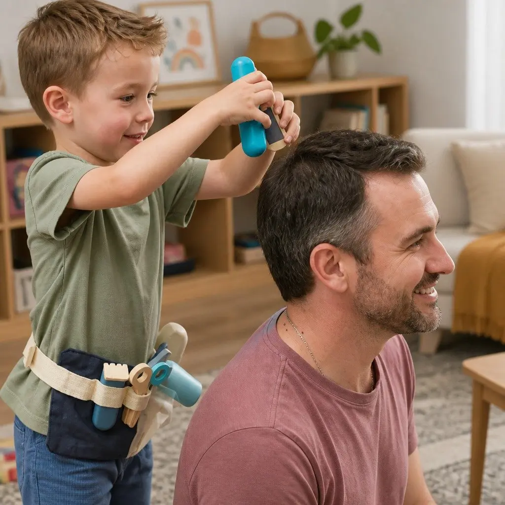 Kids Hairdresser Pretend Play Set Multicolor Includes Scissors Hair Dryer Comb Straightener Clipper