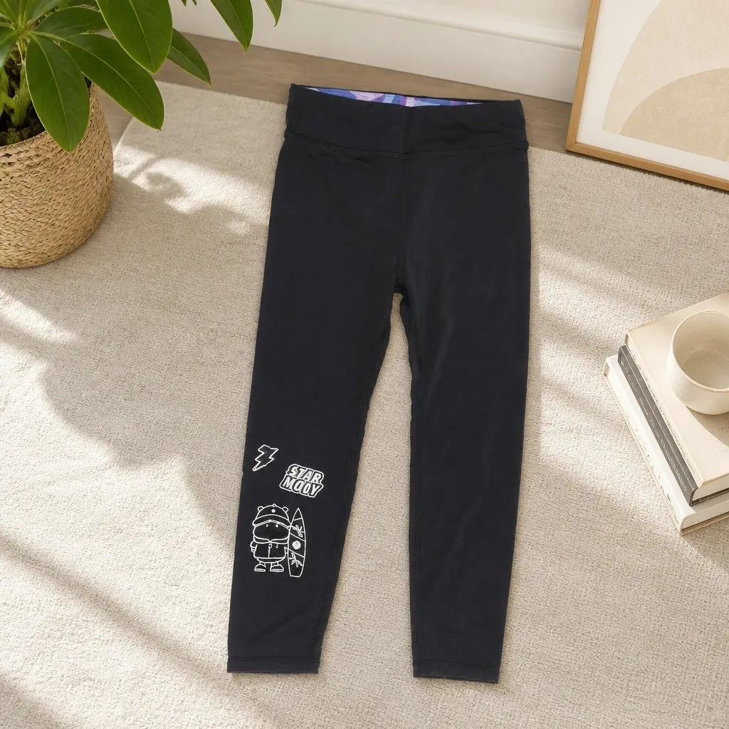Kids Leggings Black Sporty Casual Wear School Comfortable Easy Waistband Boys