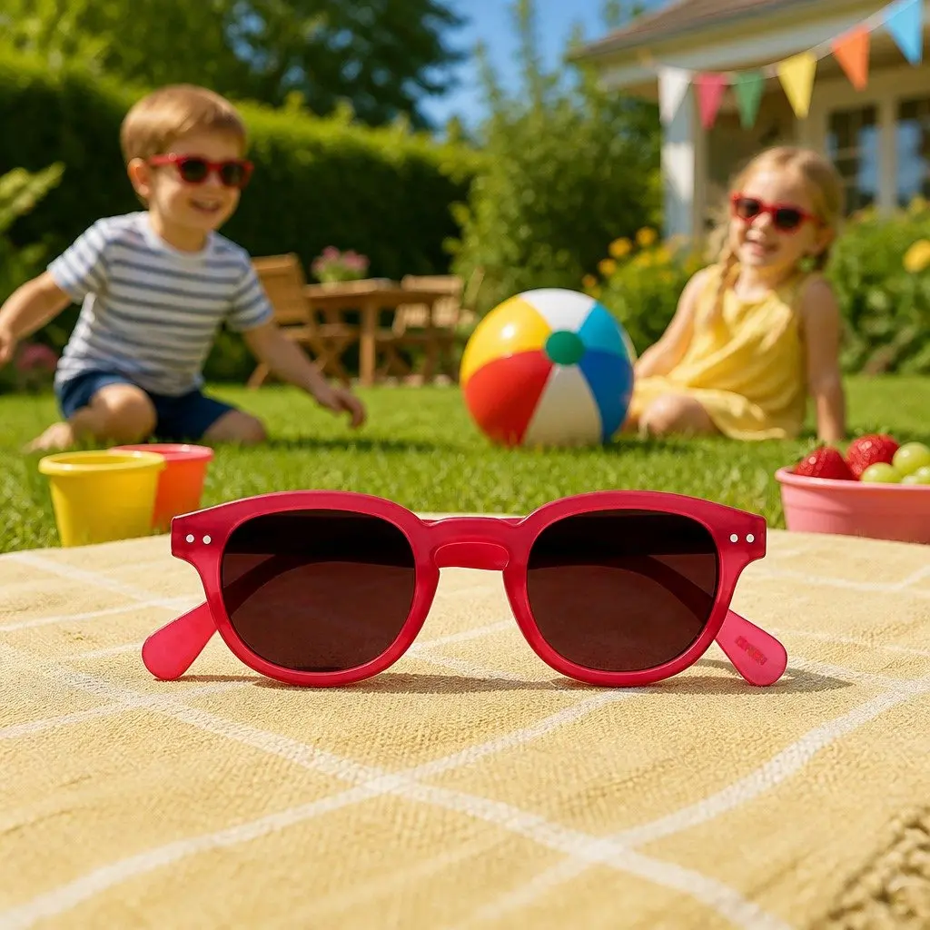 Kids Sunglasses Junior Collection Age 5-10 Years UV Protection Red Square Frame