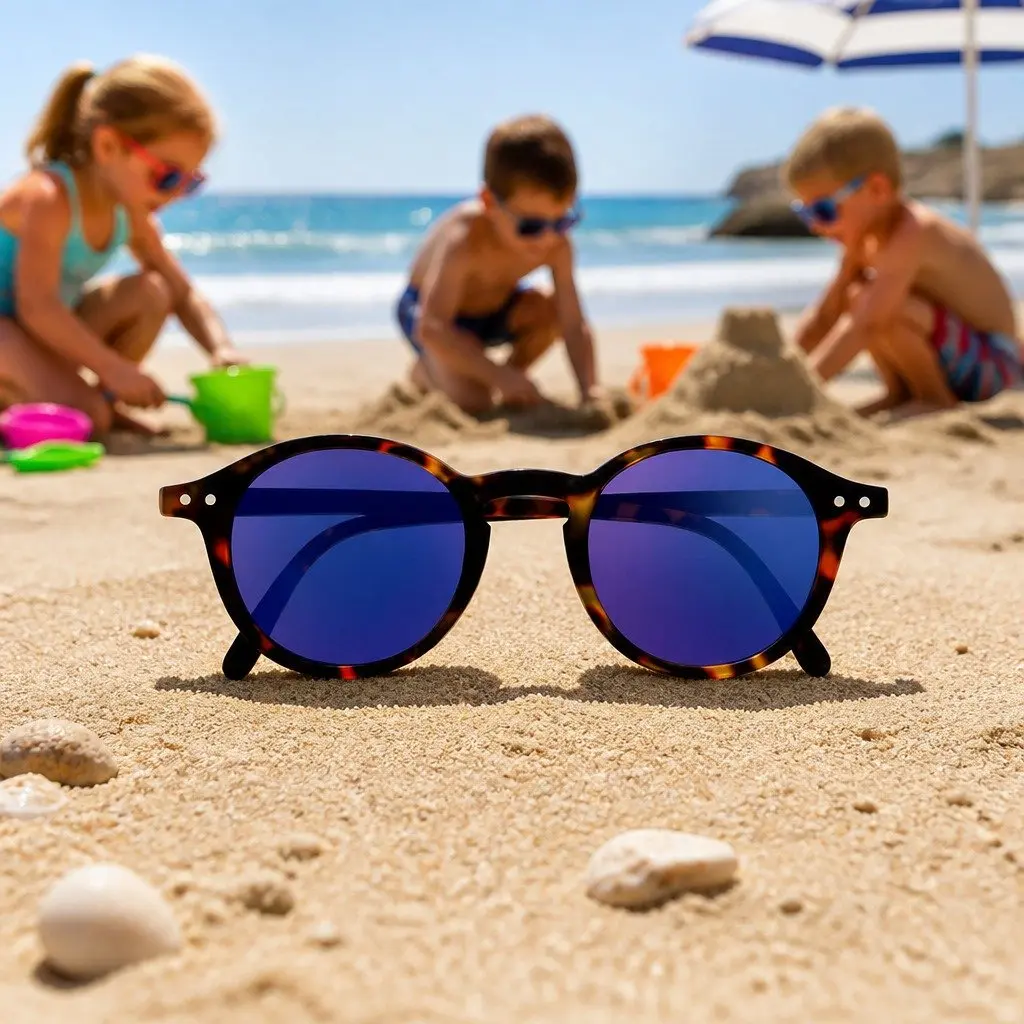Kids Sunglasses Black Rounded Frame UV Protection 5-10 Years