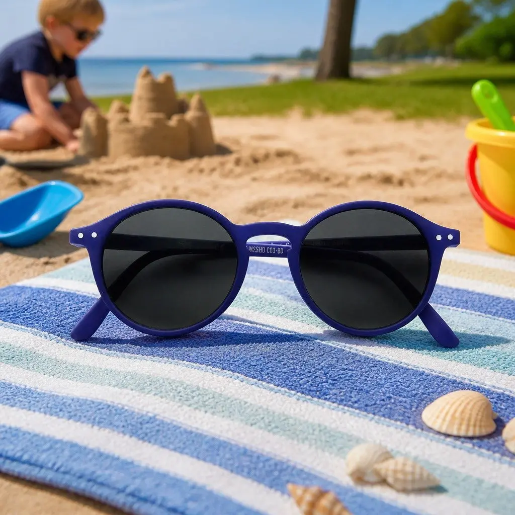 Kids Sunglasses Black Rounded Frame UV Protection 5-10 Years