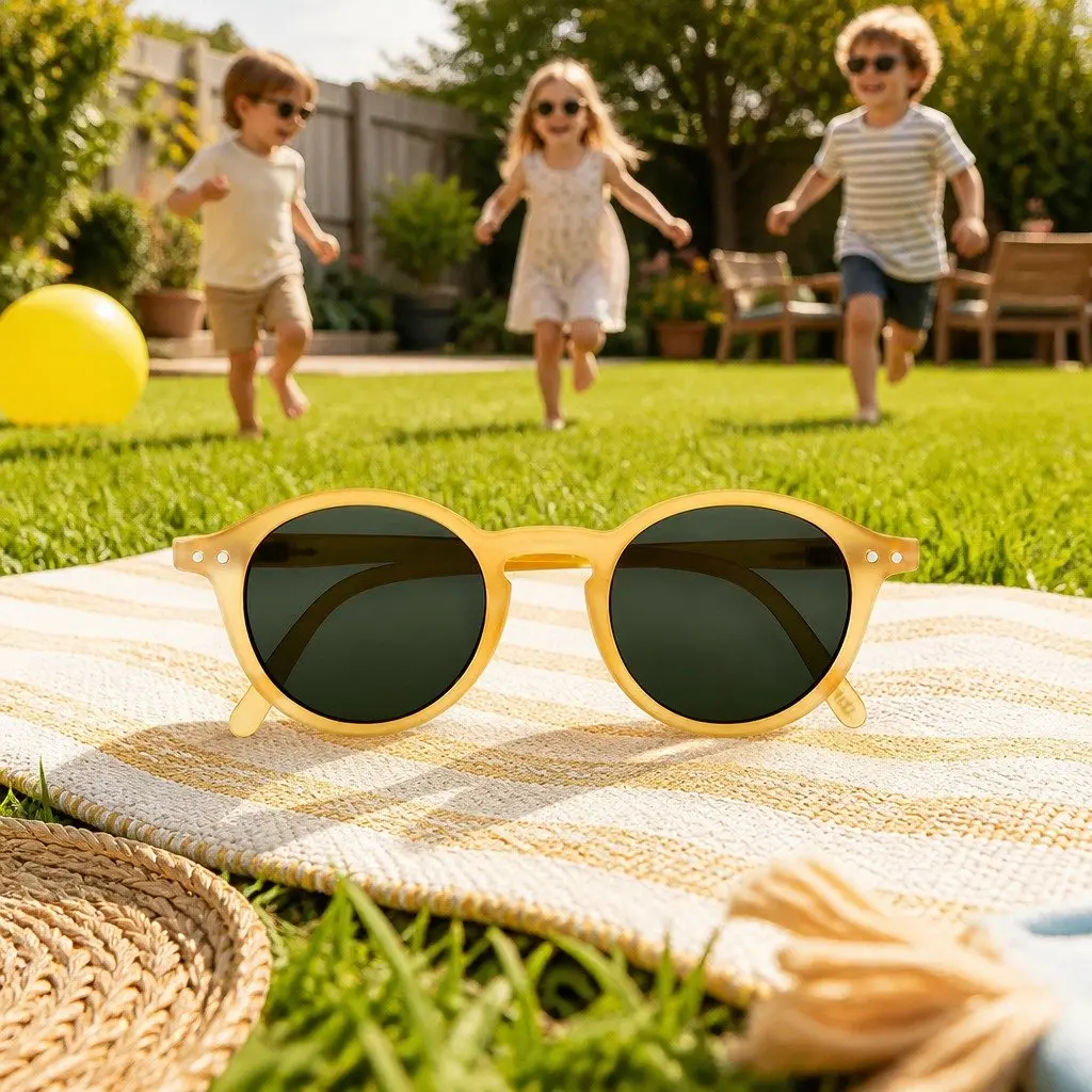Kids Sunglasses Black Rounded Frame UV Protection 5-10 Years