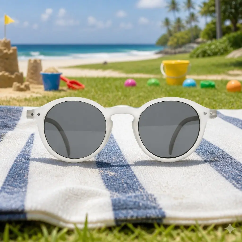 Kids Sunglasses Black Rounded Frame UV Protection 5-10 Years