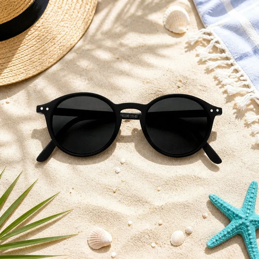 Kids Sunglasses Black Rounded Frame UV Protection 5-10 Years