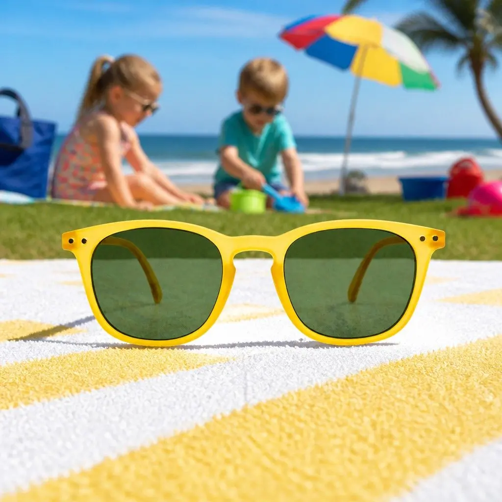 Kids Sunglasses Red Rectangular Frame UV Protection 5-10 Years