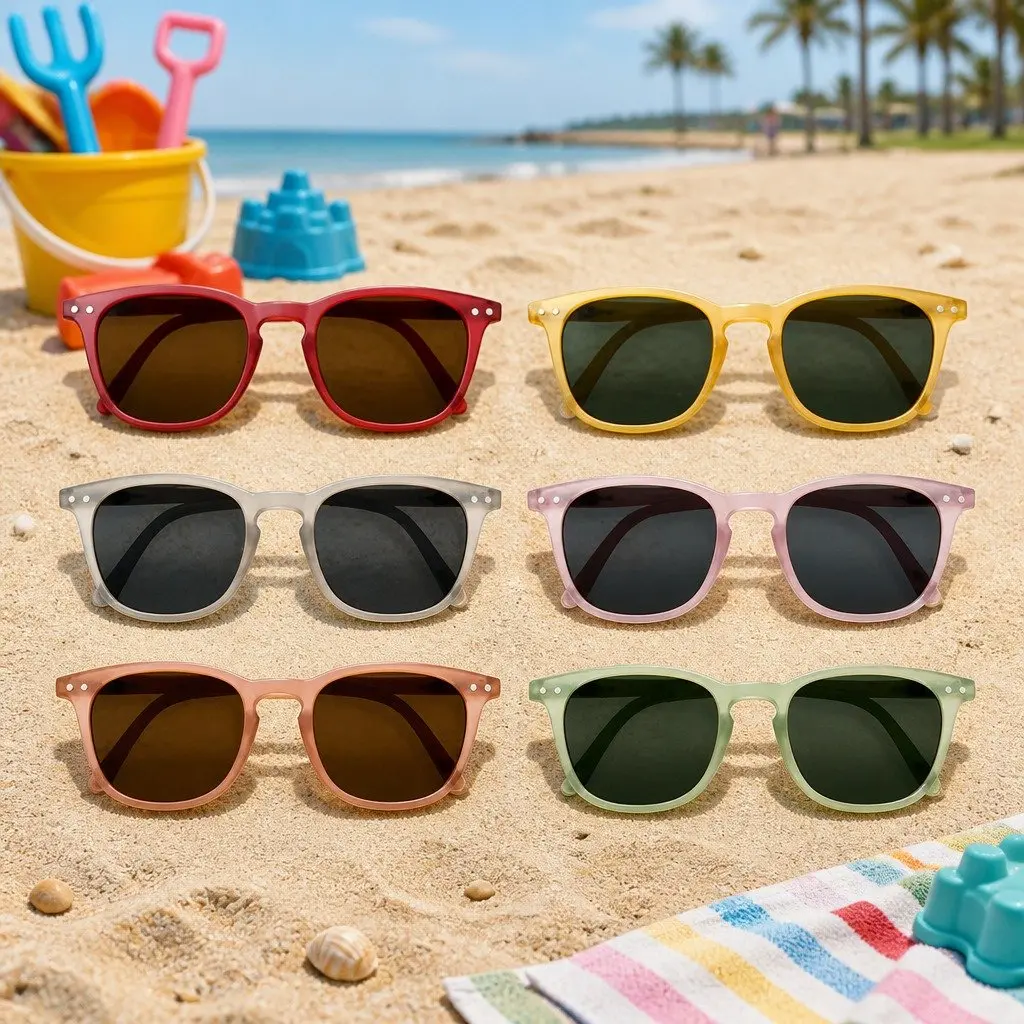 Kids Sunglasses Red Rectangular Frame UV Protection 5-10 Years