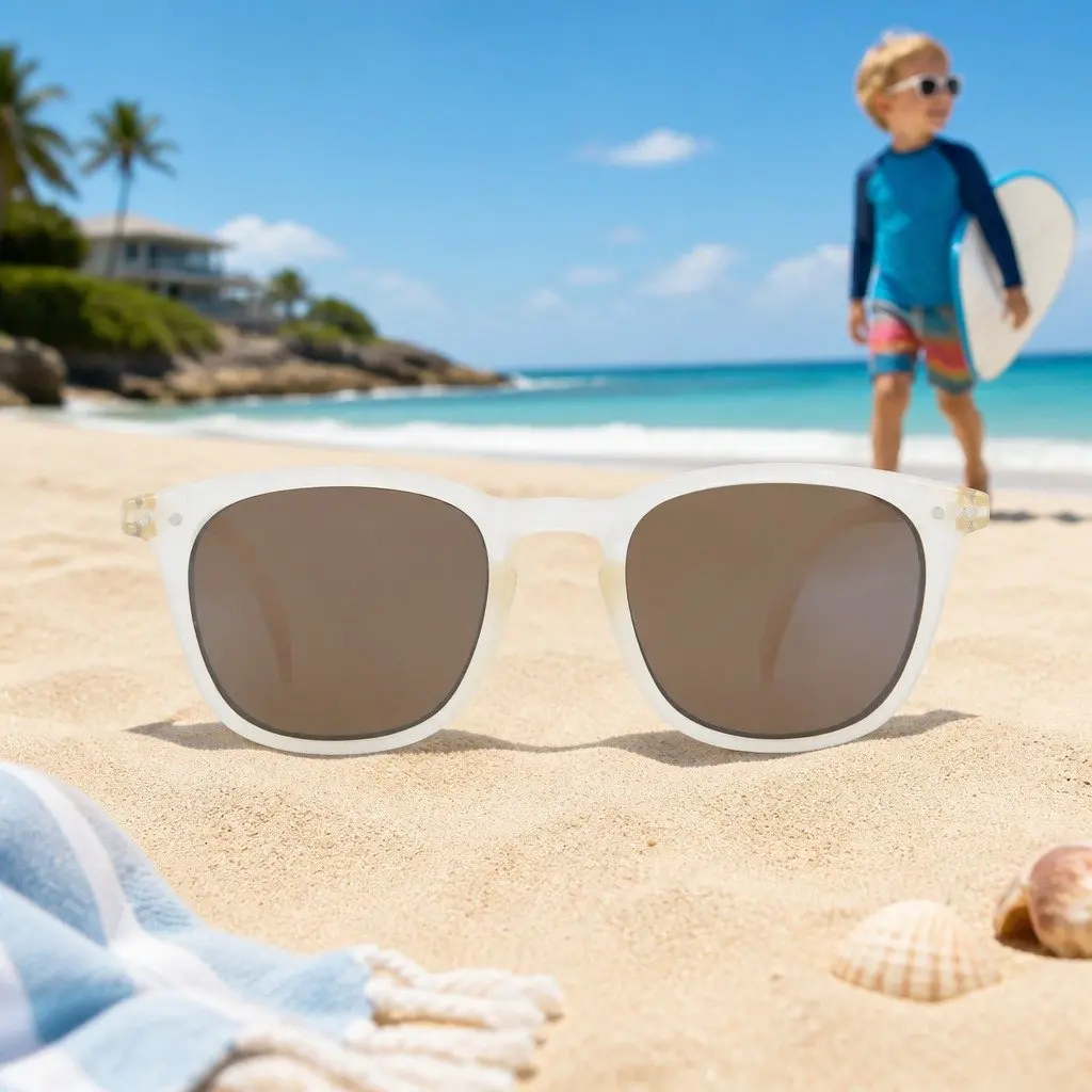 Kids Sunglasses Rose 42mm UV Protection Lightweight Flexible Polycarbonate Unisex Classic Rectangular Frame