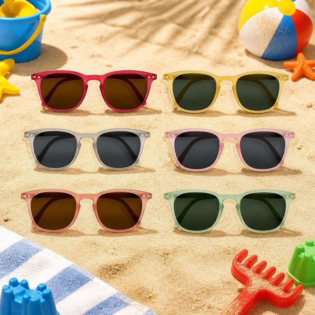 Kids Sunglasses Rose 42mm UV Protection Lightweight Flexible Polycarbonate Unisex Classic Rectangular Frame