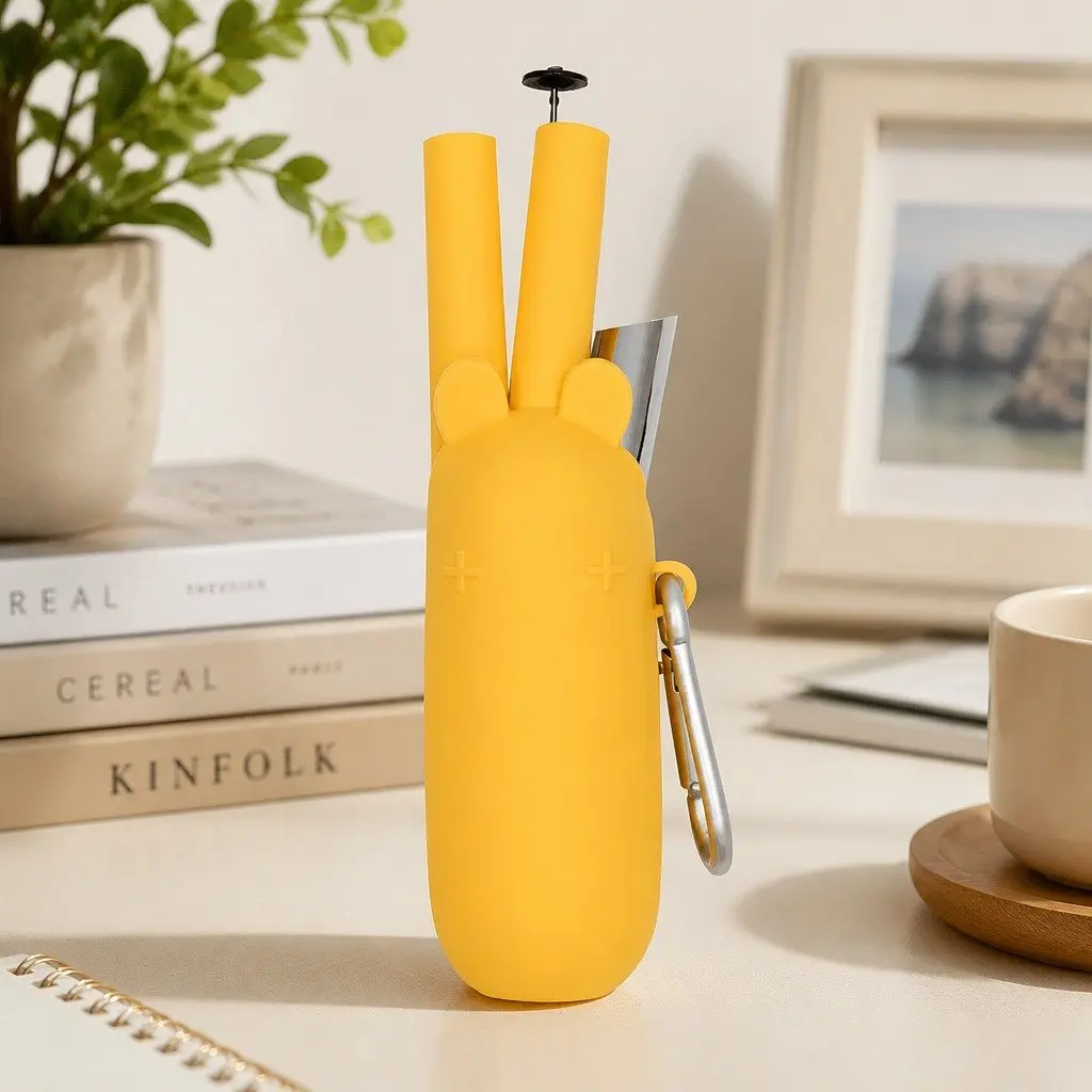 Bubble Tea Straw Reusable Yellow Extra Wide with Cleaner and Travel Case