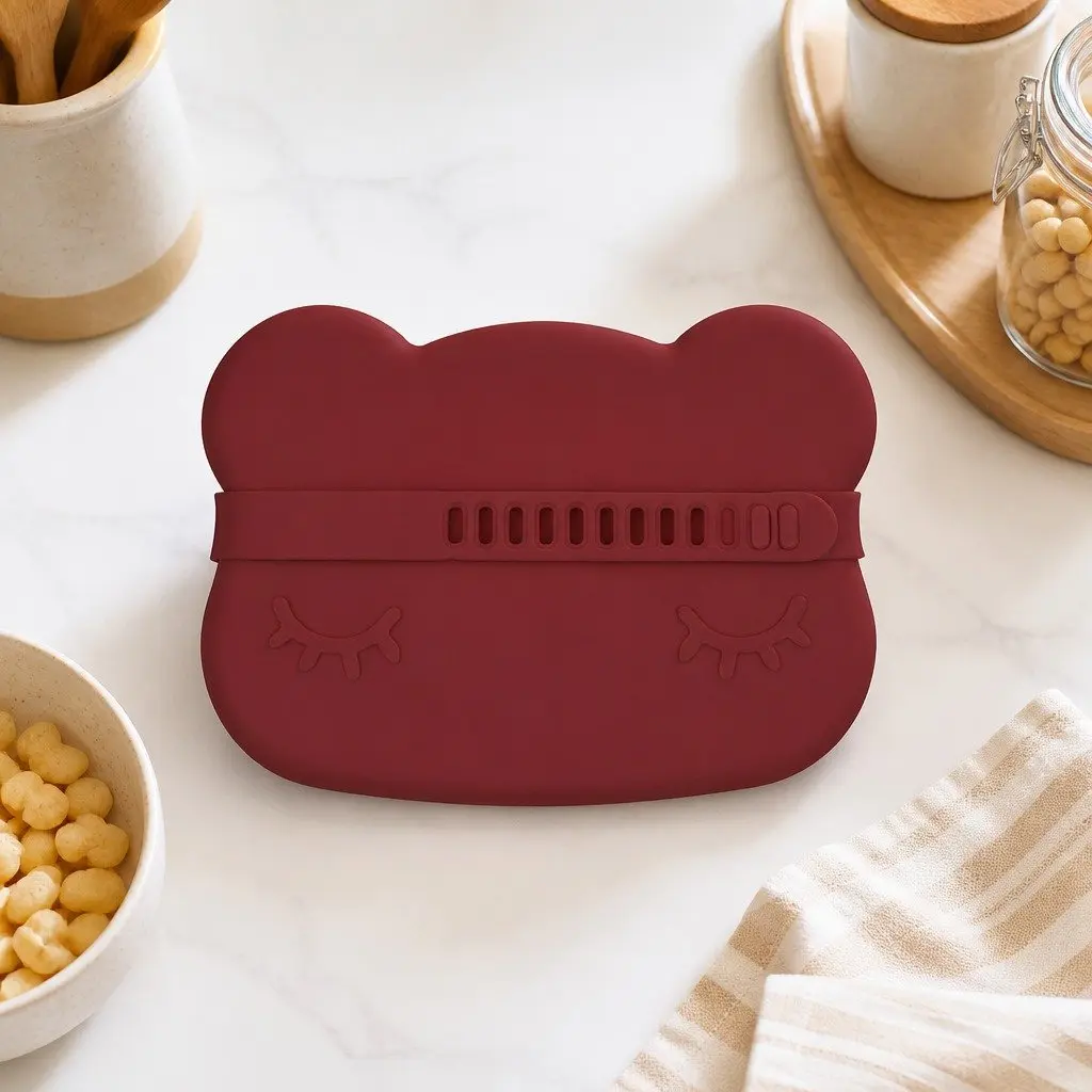 Toddler Silicone Bowl Plate Rust Microwave Freezer Safe Bear Snackie