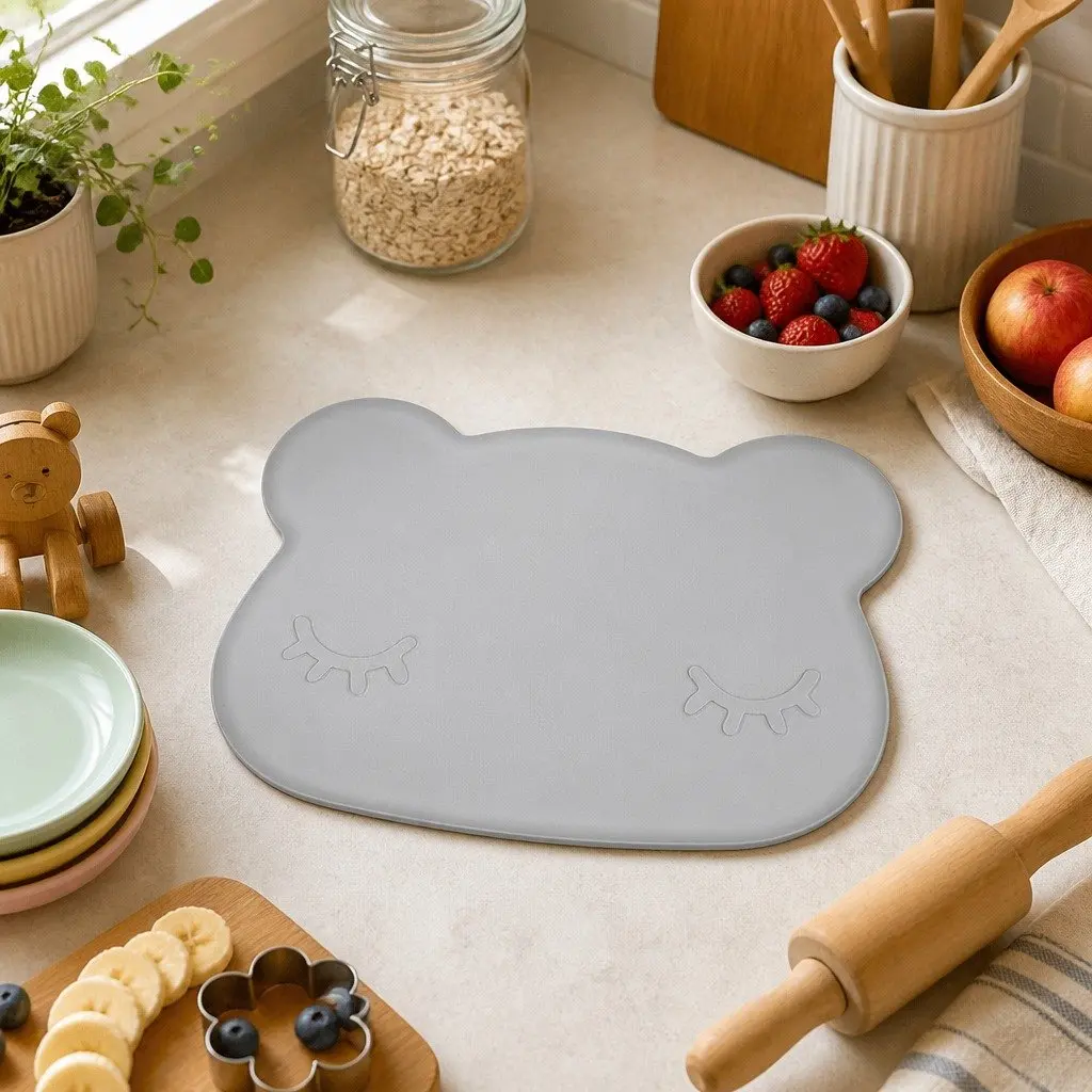 Toddler Silicone Bowl Plate Rust Microwave Freezer Safe Bear Snackie