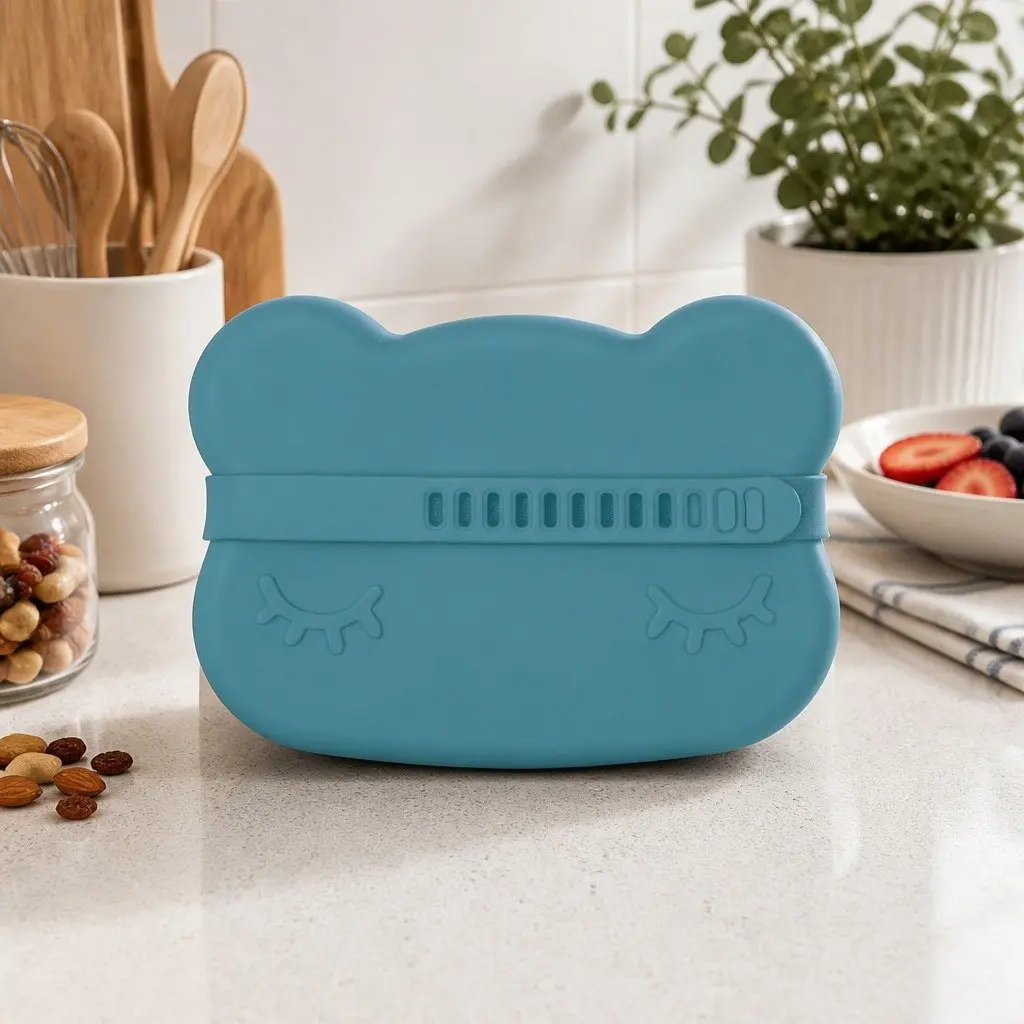 Toddler Silicone Bowl Plate Rust Microwave Freezer Safe Bear Snackie