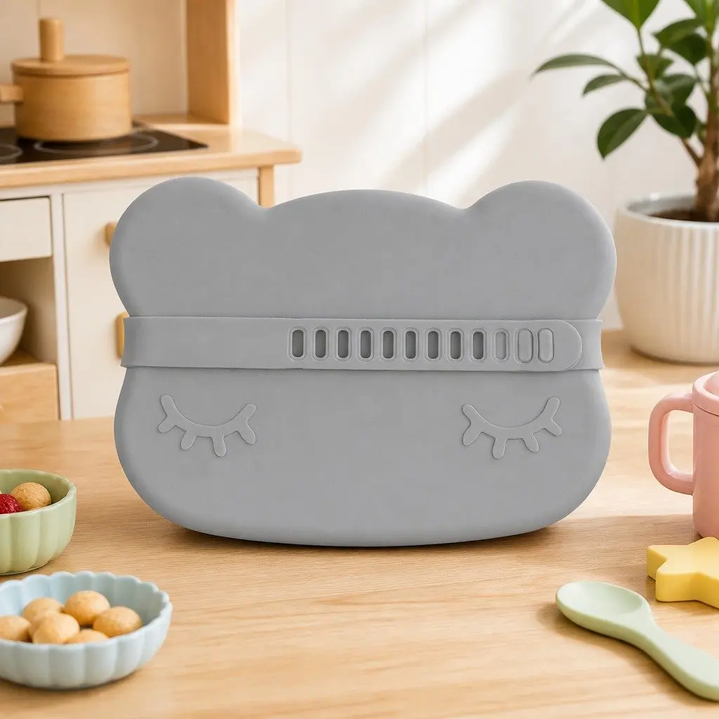 Silicone Bowl Plate Blue Dusk Toddler Feeding Snack Container
