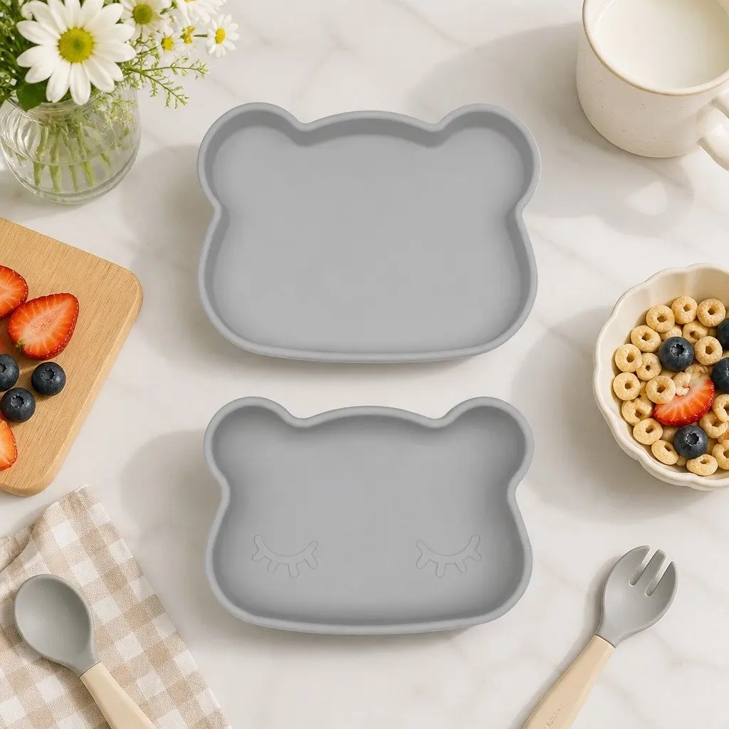 Silicone Bowl Plate Blue Dusk Toddler Feeding Snack Container