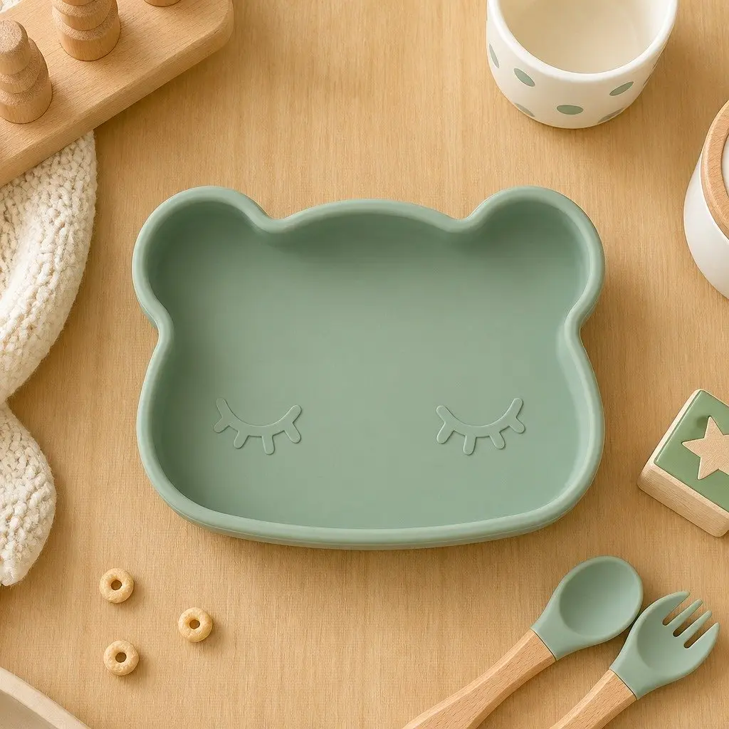 Silicone Bowl Plate Blue Dusk Toddler Feeding Snack Container