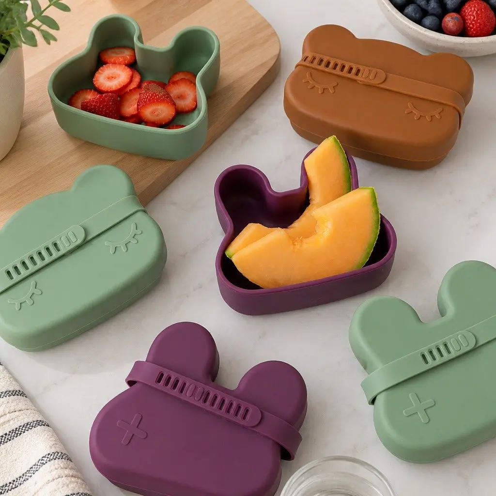 Silicone Bowl Plate Blue Dusk Toddler Feeding Snack Container