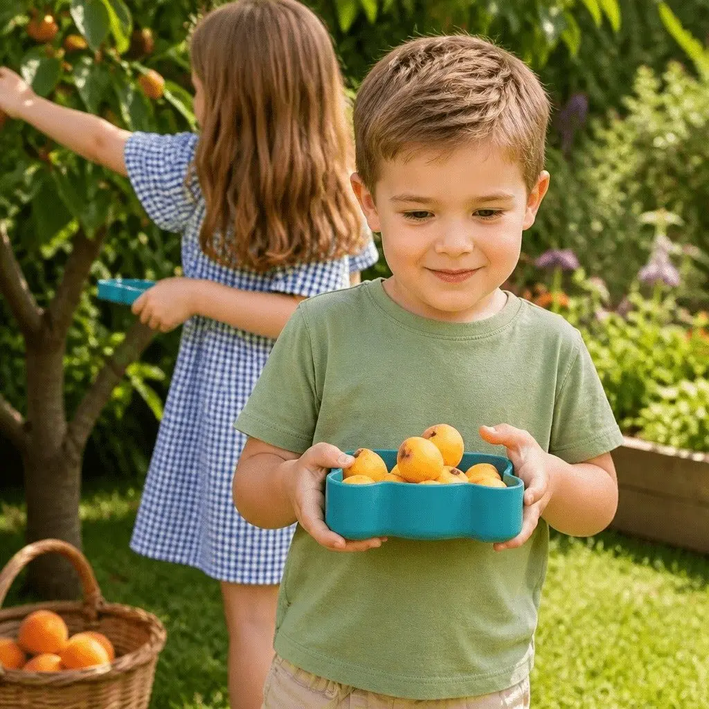 Silicone Bowl Plate Blue Dusk Toddler Feeding Snack Container
