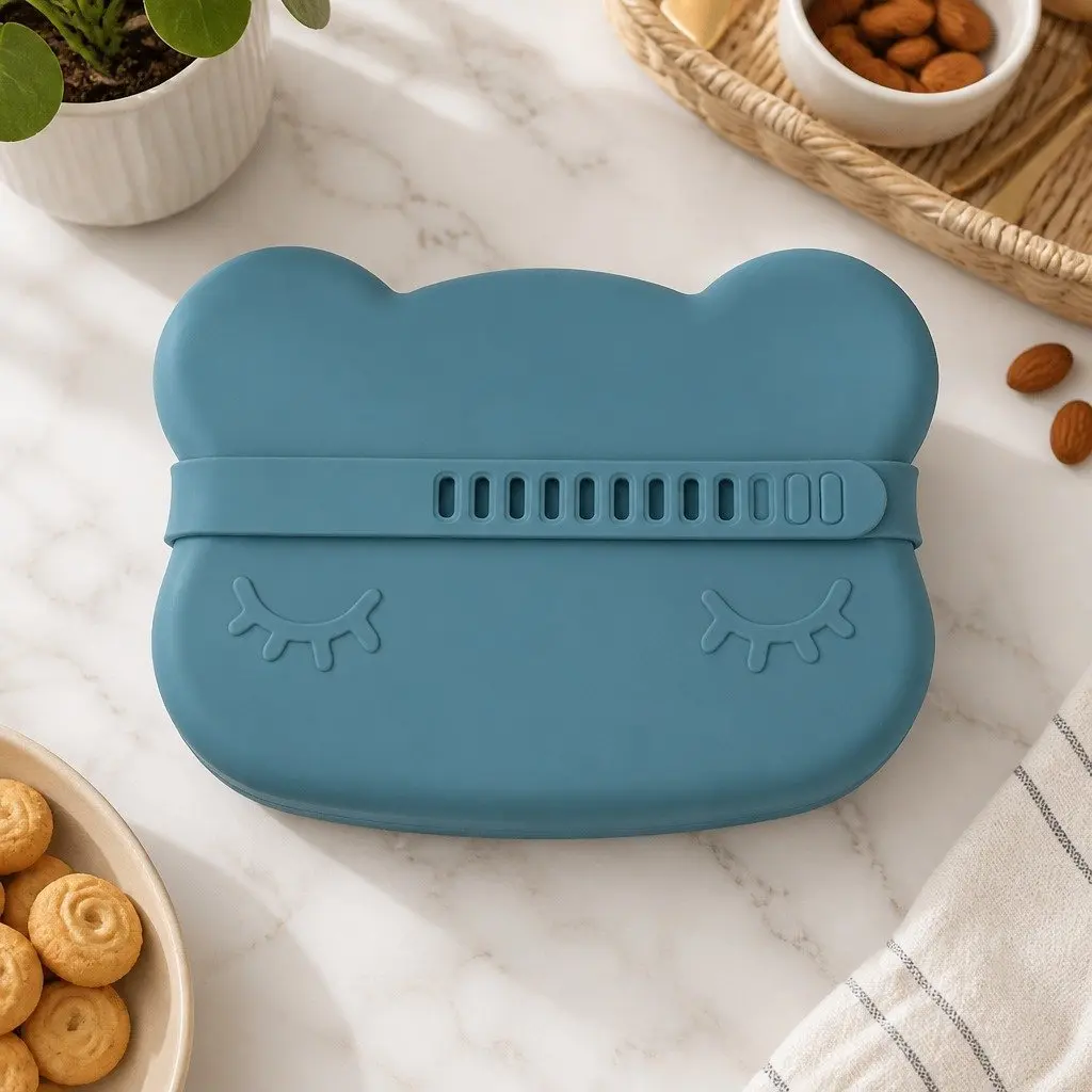 Silicone Bowl Plate Blue Dusk Toddler Feeding Snack Container