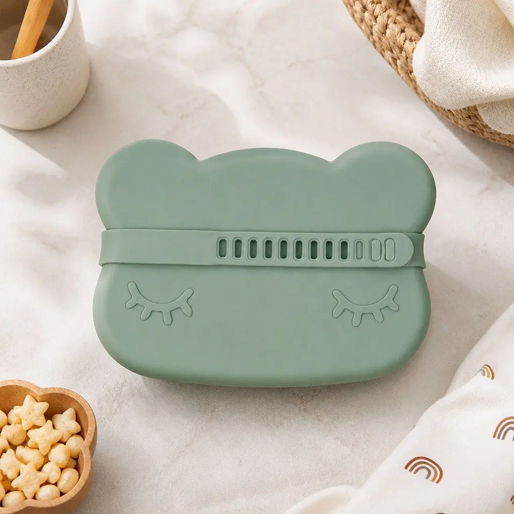 Bear Snackie Silicone Toddler Bowl Plate Set Microwave Freezer Oven Safe Kid