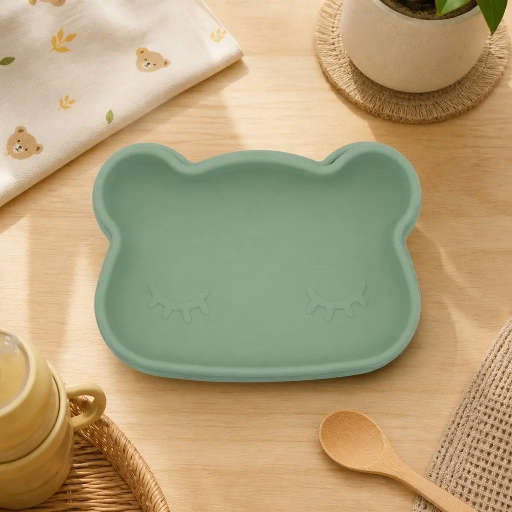 Bear Snackie Silicone Toddler Bowl Plate Set Microwave Freezer Oven Safe Kid