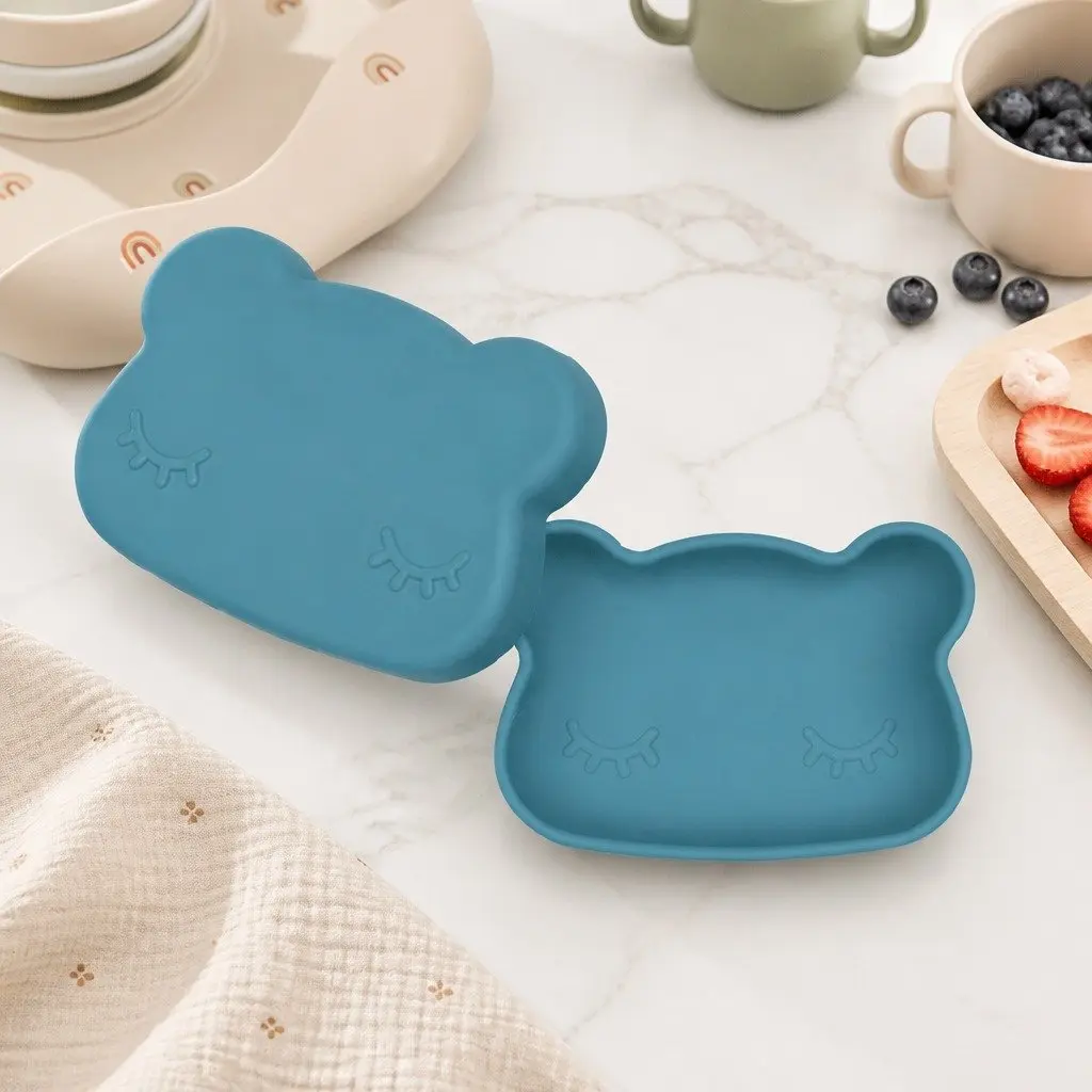 Bear Snackie Silicone Toddler Bowl Plate Set Microwave Freezer Oven Safe Kid