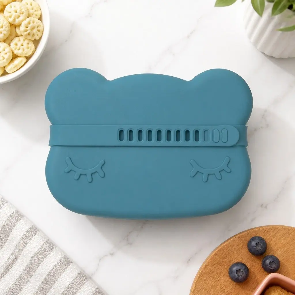 Bear Snackie Silicone Toddler Bowl Plate Set Microwave Freezer Oven Safe Kid